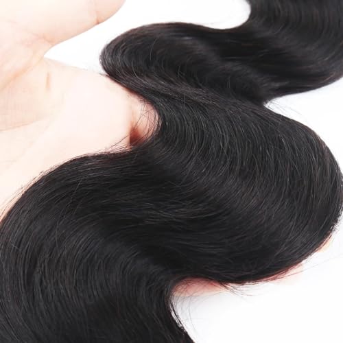 RESACA 24 Inch Body Wave HD Lace Closure Human Hair 4x4 Transparent Swiss Lace Front 150 Density for Women 100% Unprocessed Brazilian Virgin Human Hair (Nature Black Color)