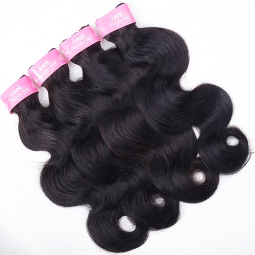 RESACA 24 Inch Body Wave HD Lace Closure Human Hair 4x4 Transparent Swiss Lace Front 150 Density for Women 100% Unprocessed Brazilian Virgin Human Hair (Nature Black Color)