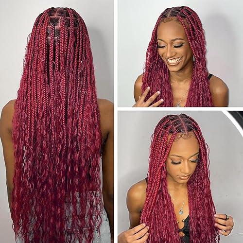 Haftaluv Bulk Human Braiding Hair Deep Wave Virgin Human Hair Curly Braiding Hair For Bohemian Knotless Boho Braids Burgundy No Weft 100 Percent Human Hair Bundles For Braiding(20inch, 100g, BUG)