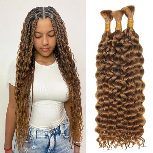 Haftaluv Bulk Human Braiding Hair Deep Wave Virgin Human Hair Curly Braiding Hair For Bohemian Knotless Boho Braids Burgundy No Weft 100 Percent Human Hair Bundles For Braiding(20inch, 100g, BUG)