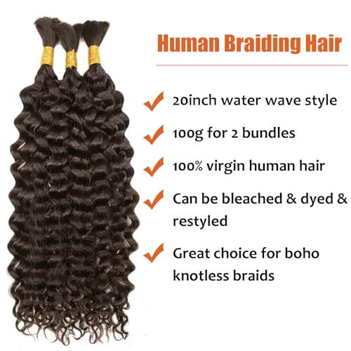 24 Inch Deep Wave Bulk Human Braiding Hair for Boho Braids No Weft