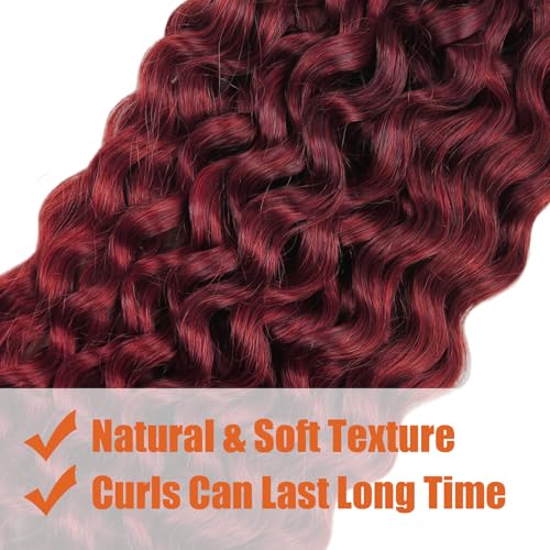 Haftaluv Bulk Human Braiding Hair Deep Wave Virgin Human Hair Curly Braiding Hair For Bohemian Knotless Boho Braids Burgundy No Weft 100 Percent Human Hair Bundles For Braiding(20inch, 100g, BUG)