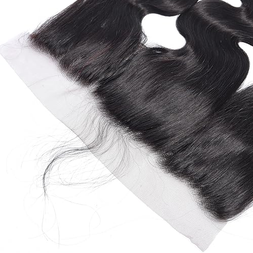 RESACA 24 Inch Body Wave HD Lace Closure Human Hair 4x4 Transparent Swiss Lace Front 150 Density for Women 100% Unprocessed Brazilian Virgin Human Hair (Nature Black Color)