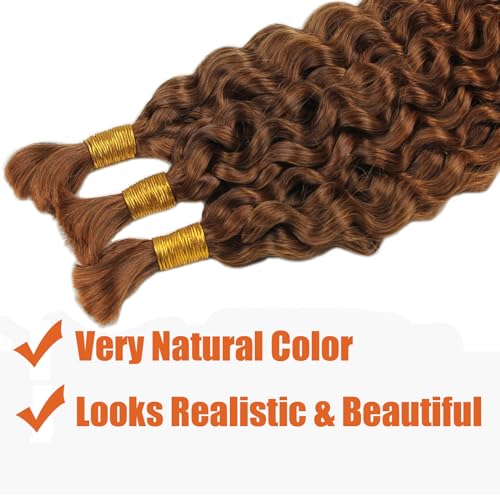 Haftaluv Bulk Human Braiding Hair Deep Wave Virgin Human Hair Curly Braiding Hair For Bohemian Knotless Boho Braids Burgundy No Weft 100 Percent Human Hair Bundles For Braiding(20inch, 100g, BUG)