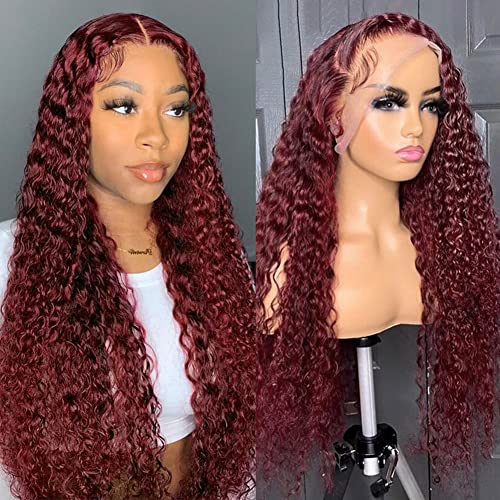 Pizazz 13x4 HD Transparent Lace Front Wigs Human Hair Pre plucked Bleached Knots with Baby Hair 180 Density Brazilian Deep Wave Frontal Wigs for Black Women(26 Inch, Black color)