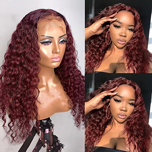 Pizazz 13x4 HD Transparent Lace Front Wigs Human Hair Pre plucked Bleached Knots with Baby Hair 180 Density Brazilian Deep Wave Frontal Wigs for Black Women(26 Inch, Black color)