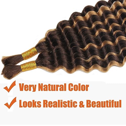 Haftaluv Bulk Human Braiding Hair Deep Wave Virgin Human Hair Curly Braiding Hair For Bohemian Knotless Boho Braids Burgundy No Weft 100 Percent Human Hair Bundles For Braiding(20inch, 100g, BUG)