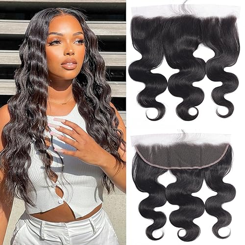 RESACA 24 Inch Body Wave HD Lace Closure Human Hair 4x4 Transparent Swiss Lace Front 150 Density for Women 100% Unprocessed Brazilian Virgin Human Hair (Nature Black Color)