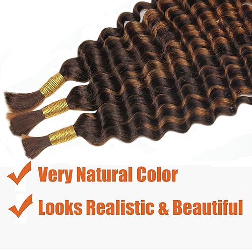 Haftaluv Bulk Human Braiding Hair Deep Wave Virgin Human Hair Curly Braiding Hair For Bohemian Knotless Boho Braids Burgundy No Weft 100 Percent Human Hair Bundles For Braiding(20inch, 100g, BUG)