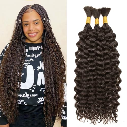 Haftaluv Bulk Human Braiding Hair Deep Wave Virgin Human Hair Curly Braiding Hair For Bohemian Knotless Boho Braids Burgundy No Weft 100 Percent Human Hair Bundles For Braiding(20inch, 100g, BUG)