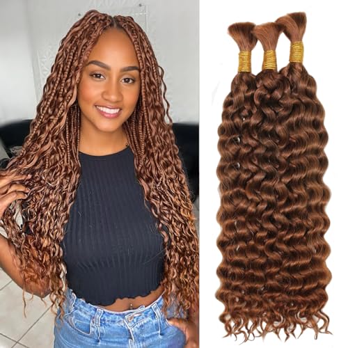 Haftaluv Bulk Human Braiding Hair Deep Wave Virgin Human Hair Curly Braiding Hair For Bohemian Knotless Boho Braids Burgundy No Weft 100 Percent Human Hair Bundles For Braiding(20inch, 100g, BUG)