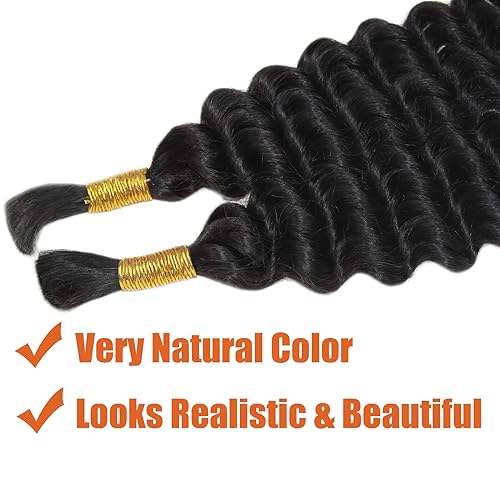 Haftaluv Bulk Human Braiding Hair Deep Wave Virgin Human Hair Curly Braiding Hair For Bohemian Knotless Boho Braids Burgundy No Weft 100 Percent Human Hair Bundles For Braiding(20inch, 100g, BUG)