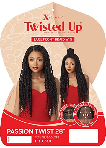 Outre Twisted Up Braided 4x4 Lace Front Wig PASSION TWIST 28 (1B)