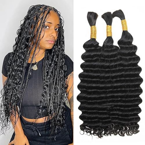 Haftaluv Bulk Human Braiding Hair Deep Wave Virgin Human Hair Curly Braiding Hair For Bohemian Knotless Boho Braids Burgundy No Weft 100 Percent Human Hair Bundles For Braiding(20inch, 100g, BUG)