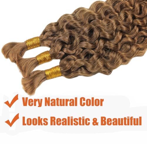 Haftaluv Bulk Human Braiding Hair Deep Wave Virgin Human Hair Curly Braiding Hair For Bohemian Knotless Boho Braids Burgundy No Weft 100 Percent Human Hair Bundles For Braiding(20inch, 100g, BUG)