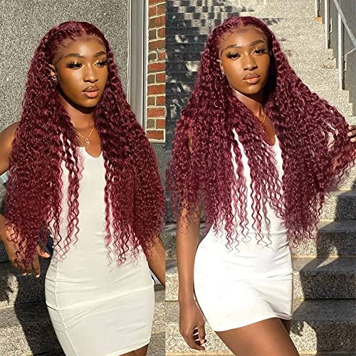 Pizazz 13x4 HD Transparent Lace Front Wigs Human Hair Pre plucked Bleached Knots with Baby Hair 180 Density Brazilian Deep Wave Frontal Wigs for Black Women(26 Inch, Black color)