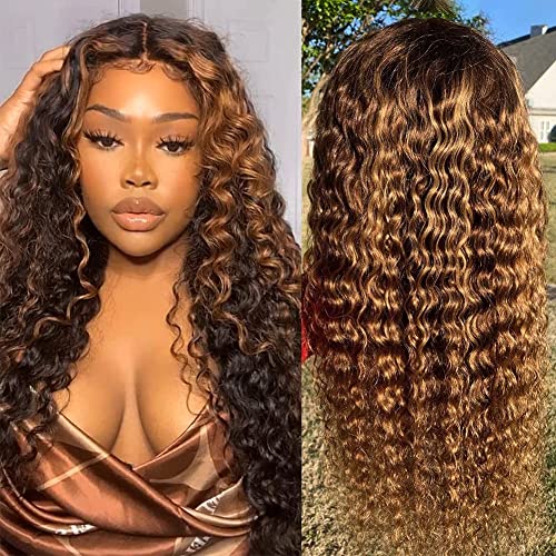 Pizazz 13x4 HD Transparent Lace Front Wigs Human Hair Pre plucked Bleached Knots with Baby Hair 180 Density Brazilian Deep Wave Frontal Wigs for Black Women(26 Inch, Black color)