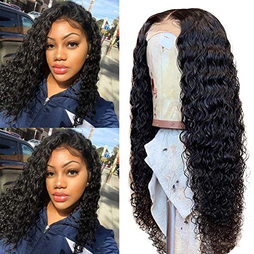 Pizazz 13x4 HD Transparent Lace Front Wigs Human Hair Pre plucked Bleached Knots with Baby Hair 180 Density Brazilian Deep Wave Frontal Wigs for Black Women(26 Inch, Black color)