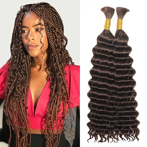 Haftaluv Bulk Human Braiding Hair Deep Wave Virgin Human Hair Curly Braiding Hair For Bohemian Knotless Boho Braids Burgundy No Weft 100 Percent Human Hair Bundles For Braiding(20inch, 100g, BUG)