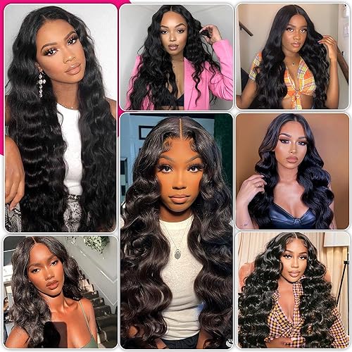 RESACA 24 Inch Body Wave HD Lace Closure Human Hair 4x4 Transparent Swiss Lace Front 150 Density for Women 100% Unprocessed Brazilian Virgin Human Hair (Nature Black Color)