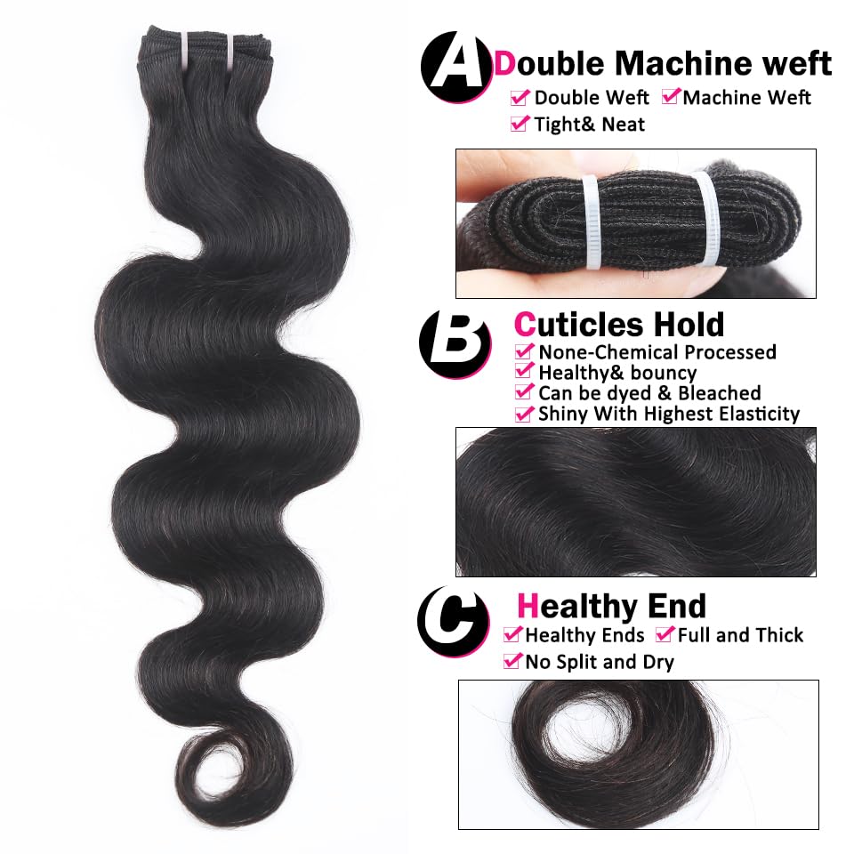 RESACA 24 Inch Body Wave HD Lace Closure Human Hair 4x4 Transparent Swiss Lace Front 150 Density for Women 100% Unprocessed Brazilian Virgin Human Hair (Nature Black Color)