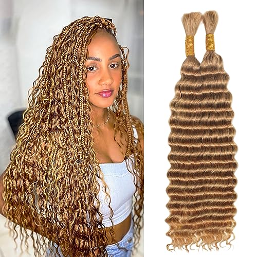 Haftaluv Bulk Human Braiding Hair Deep Wave Virgin Human Hair Curly Braiding Hair For Bohemian Knotless Boho Braids Burgundy No Weft 100 Percent Human Hair Bundles For Braiding(20inch, 100g, BUG)