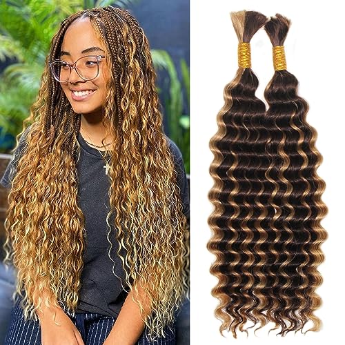 Haftaluv Bulk Human Braiding Hair Deep Wave Virgin Human Hair Curly Braiding Hair For Bohemian Knotless Boho Braids Burgundy No Weft 100 Percent Human Hair Bundles For Braiding(20inch, 100g, BUG)