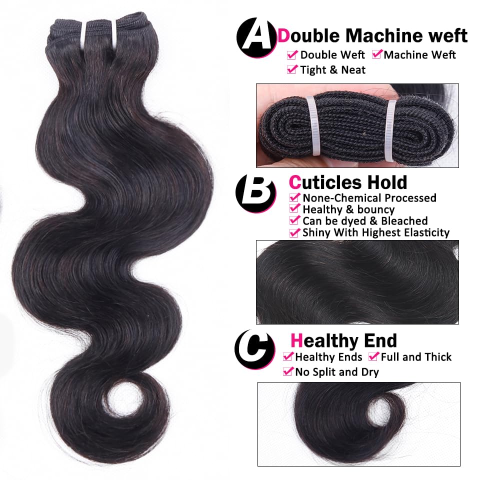 RESACA 24 Inch Body Wave HD Lace Closure Human Hair 4x4 Transparent Swiss Lace Front 150 Density for Women 100% Unprocessed Brazilian Virgin Human Hair (Nature Black Color)