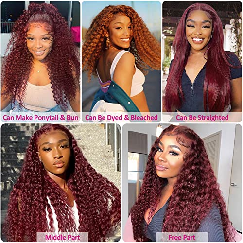 Pizazz 13x4 HD Transparent Lace Front Wigs Human Hair Pre plucked Bleached Knots with Baby Hair 180 Density Brazilian Deep Wave Frontal Wigs for Black Women(26 Inch, Black color)