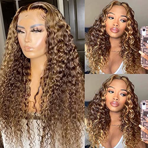 Pizazz 13x4 HD Transparent Lace Front Wigs Human Hair Pre plucked Bleached Knots with Baby Hair 180 Density Brazilian Deep Wave Frontal Wigs for Black Women(26 Inch, Black color)