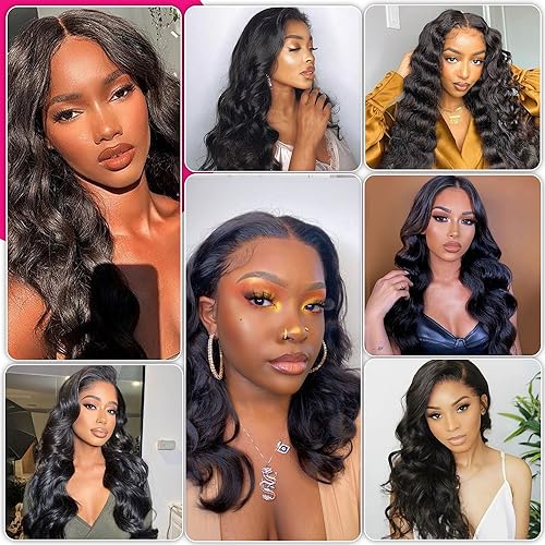 RESACA 24 Inch Body Wave HD Lace Closure Human Hair 4x4 Transparent Swiss Lace Front 150 Density for Women 100% Unprocessed Brazilian Virgin Human Hair (Nature Black Color)