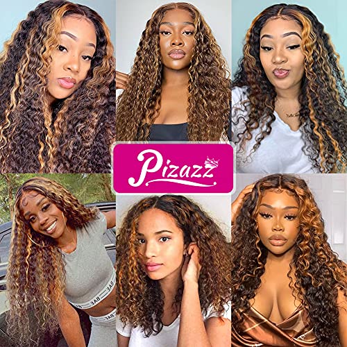 Pizazz 13x4 HD Transparent Lace Front Wigs Human Hair Pre plucked Bleached Knots with Baby Hair 180 Density Brazilian Deep Wave Frontal Wigs for Black Women(26 Inch, Black color)