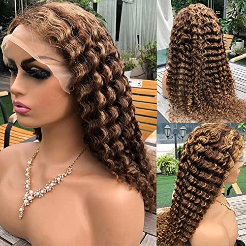 Pizazz 13x4 HD Transparent Lace Front Wigs Human Hair Pre plucked Bleached Knots with Baby Hair 180 Density Brazilian Deep Wave Frontal Wigs for Black Women(26 Inch, Black color)