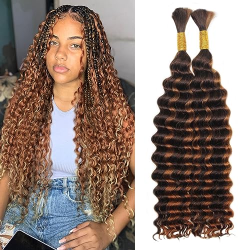 Haftaluv Bulk Human Braiding Hair Deep Wave Virgin Human Hair Curly Braiding Hair For Bohemian Knotless Boho Braids Burgundy No Weft 100 Percent Human Hair Bundles For Braiding(20inch, 100g, BUG)