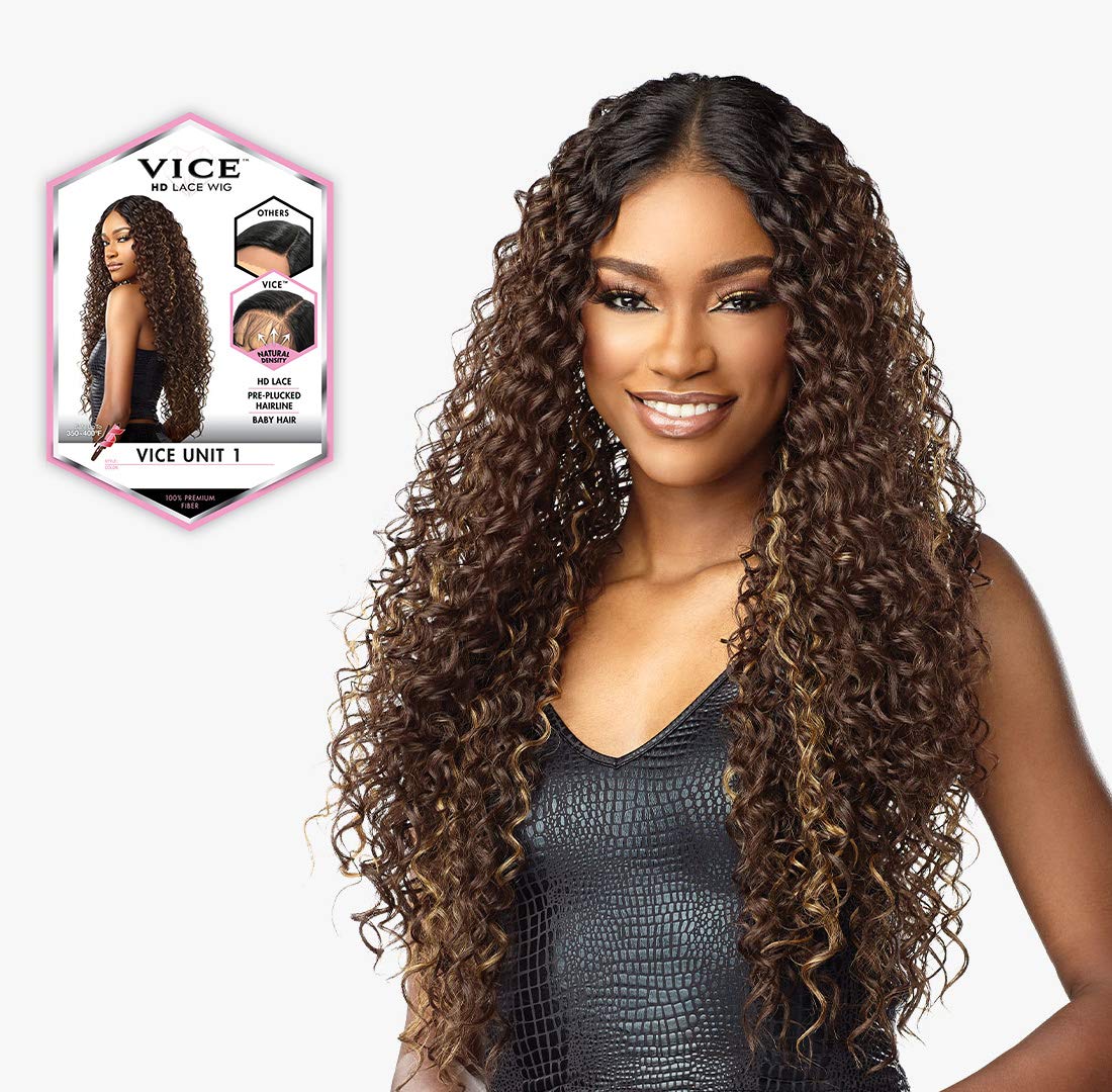 Sensationnel Vice Lace Front Wigs - Vice Unit 1 5 inch Deep part synthetic wig preplucked hairline HD Lace frontal with babyhair – VICE Unit 1 (FLAMBOYAGECHOCOLATE)