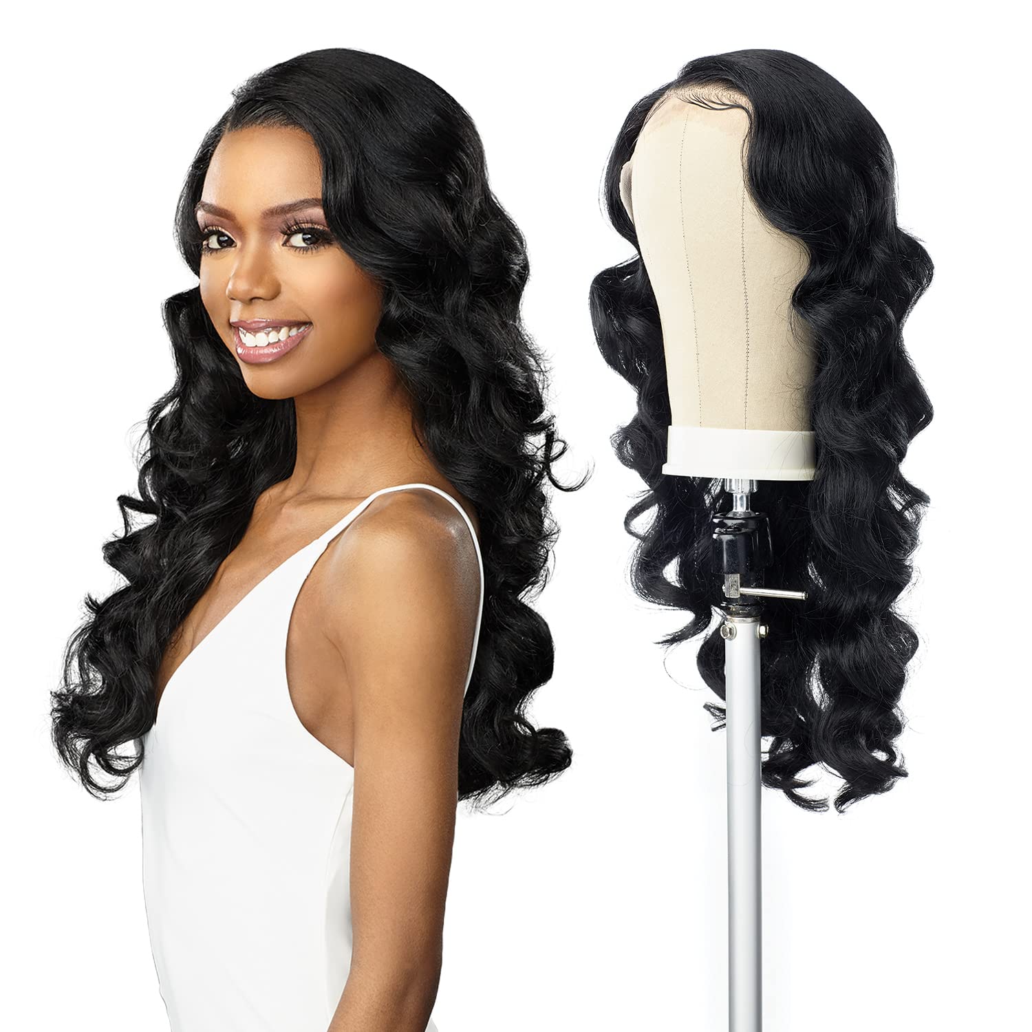 Sensationnel Human Hair Blend HD Lace Front Wig Butta Lace Loose Deep 24" (1B)